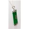 Image 2 : NATURAL CHINESE WRITING STYLE GREEN JADE SILVER BRASS P