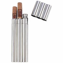 Maxam 2oz Stainless Steel Flask with 2 Cigar Tubes