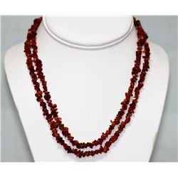 160.01 CTW Natural Un-Cut  Red Onyx Bead Necklace