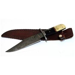 12.5" HAND MADE STAG HORN HANDLE DAMASCUS STEEL KNIFE