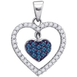 14K White-gold 0.33CTW BLUE DIAMOND MICRO-PAVE PENDANT