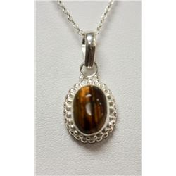 NATURAL TIGER EYE PENDANT 2.10 CTW .925 STERLING SILVER