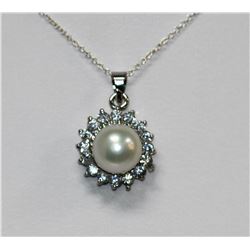 WHITE PEARL AND CZ PENDANT