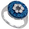 Image 1 : 925 Sterling Silver White 0.12CTW BLUE DIAMOND FASHION