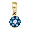 Image 1 : 14K Yellow-gold 0.25CT BLUE DIAMOND FLOWER PENDANT
