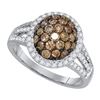 Image 1 : 10KT White Gold 1.50CT COGNAC DIAMOND FLOWER RING