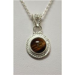 NATURAL TIGER EYE PENDANT 1.10 CTW .925 STERLING SILVER