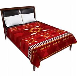 Burgundy Native American Print Blanket