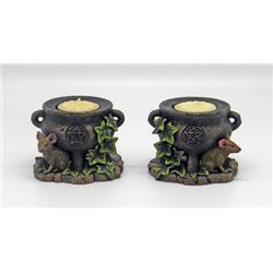 2 CAULDRON CANDLE HOLDERS
