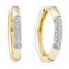 Image 1 : 14KT Yellow Gold 0.15CTW ROUND DIAMOND LADIES HOOPS