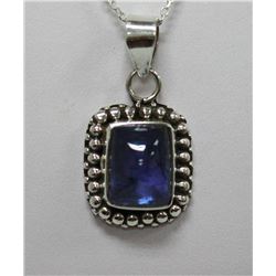 5.15 CTW Modern Style Tanzanite Square Pendant .925 Ste