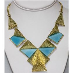 BABY BLUE BRASS NECKLACE