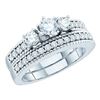 Image 1 : 14K White-gold 1.00CT DIAMOND 3 STONE BRIDAL SET