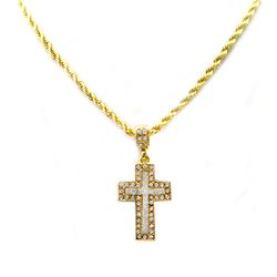 BRASS CROSS CZ PENDANT COMES W/CHAIN