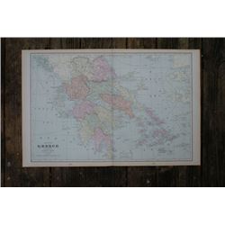 GENUINE AUTHENTIC 1901 MAP OF GREECE