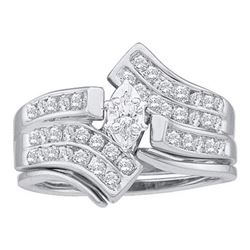 14K White-gold 0.50CTW DIAMOND MARQUISE CENTER BRIDAL S