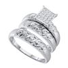 Image 1 : 14KT White Gold 0.08CT DIAMOND LADIES CLUSTER TRIO SET