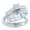 Image 1 : 10KT White Gold 0.25CTW DIAMOND MICRO PAVE TRIO SET