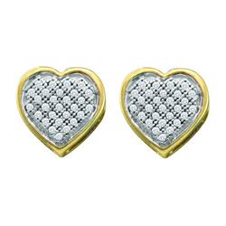 10KT Yellow Gold 0.15CTW DIAMOND HEART EARRINGS