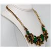 Image 2 : ANTIQUE STYLE BRASS NECKLACE WITH FLOWERS GREEN AND BLU