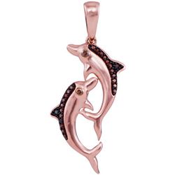 10KT Rose Gold 0.08CTW DIAMOND FISH PENDANT