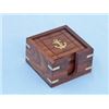 Image 1 : 3" SET OF 6 WOODEN ANCHOR COASTERS W/ROSEWOOD HOLDER