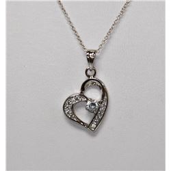 .925 STERLING SILVER MODERN HEART PENDANT W/ CLEAR CZ