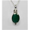 Image 1 : BEAUTIFUL SILVER PENDANT WITH GREEN EMERALD STONE CTW 4