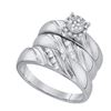 Image 1 : 10K White-gold 0.19CT DIAMOND FASHION TRIO SET