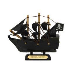 4" WOODEN PIRATE SHIP