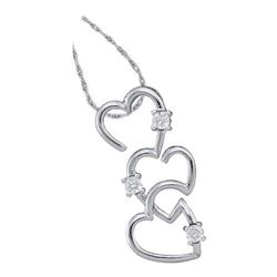 14KT White Gold 0.03CT ROUND DIAMOND LADIES 3 STONE HEA