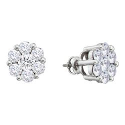 14KT White Gold 2.00CTW DIAMOND FLOWER EARRING