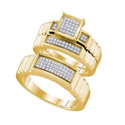 925 Sterling Silver Yellow 0.30CTW DIAMOND FASHION TRIO