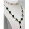 Image 2 : 58.69 CTW EMERALD OVAL NECKLACE .925 STERLING SILVER