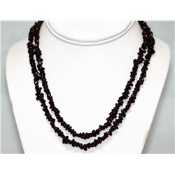 260.01  CTW Natural Un-Cut Garnet beads Necklace