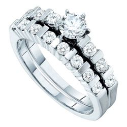 14K White-gold 1.00CT DIAMOND 0.40CT CENTER ROUNDD BRID