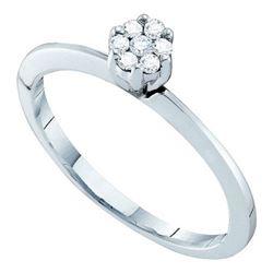 10KT White Gold 0.12CTW DIAMOND LADIES FLOWER RING