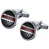 Image 1 : Round Black Checkered and Red Striped Stainless Steel C