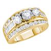 Image 1 : 14K Yellow-gold 3.00CT DIAMOND 3 STONE BRIDAL RING