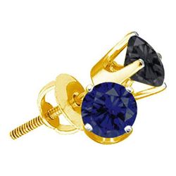 14KT Yellow Gold 1.50CTW BLACK DIAMOND ROUND STUDS