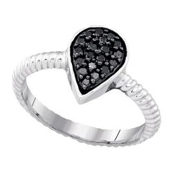 10K White-gold 0.20CTW-BLACK DIAMOND RING