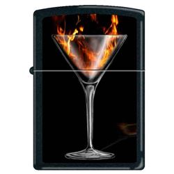 GENUINE ZIPPO FLAMING MARTINI LIGHTER