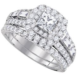 14KT White Gold 2.05CTW DIAMOND 0.50CT CENTER PRINCESS