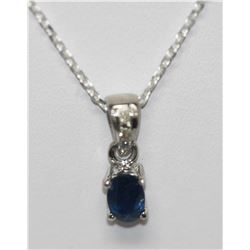 0.60 CTW SAPPHIRE PENDANT .925 STERLING SILVER