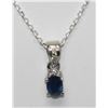Image 1 : 0.60 CTW SAPPHIRE PENDANT .925 STERLING SILVER