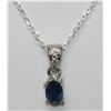 Image 2 : 0.60 CTW SAPPHIRE PENDANT .925 STERLING SILVER
