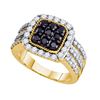 Image 1 : 10K Yellow-gold 2.01CTW BLACK DIAMOND LADIES FASHION RI