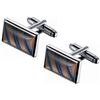 Image 1 : Amber and Blue Diagonal Striped Catseye Cufflinks