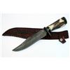Image 1 : 13" HANDMADE STAG EDGE HANDLE DAMASCUS STEEL KNIFE