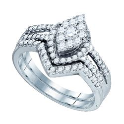 10KT White Gold 0.74CTW DIAMOND SOLI STAR BRIDAL SET